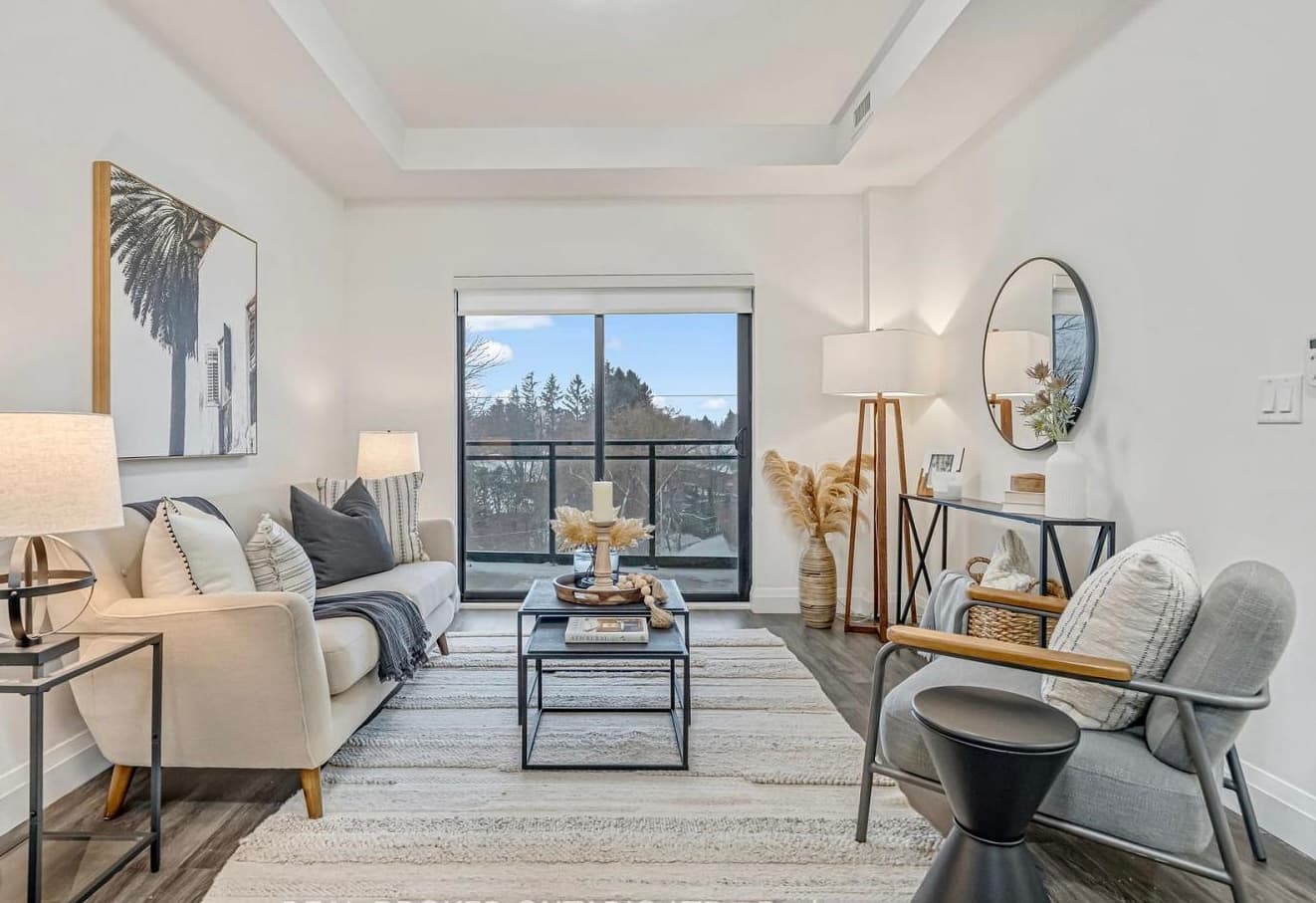 Staged condo living room